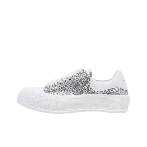 Alexander McQueen Glitter Deck Plimsoll 'Silver' Women's