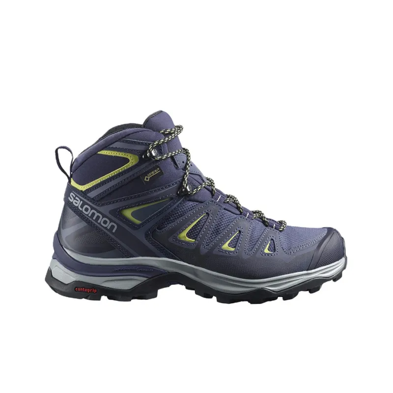 SALOMON X Ultra 3 Wide Mid Gore-Te Wear-Resistant Mid-Top Trekking Shoes Women's Indigo-1
