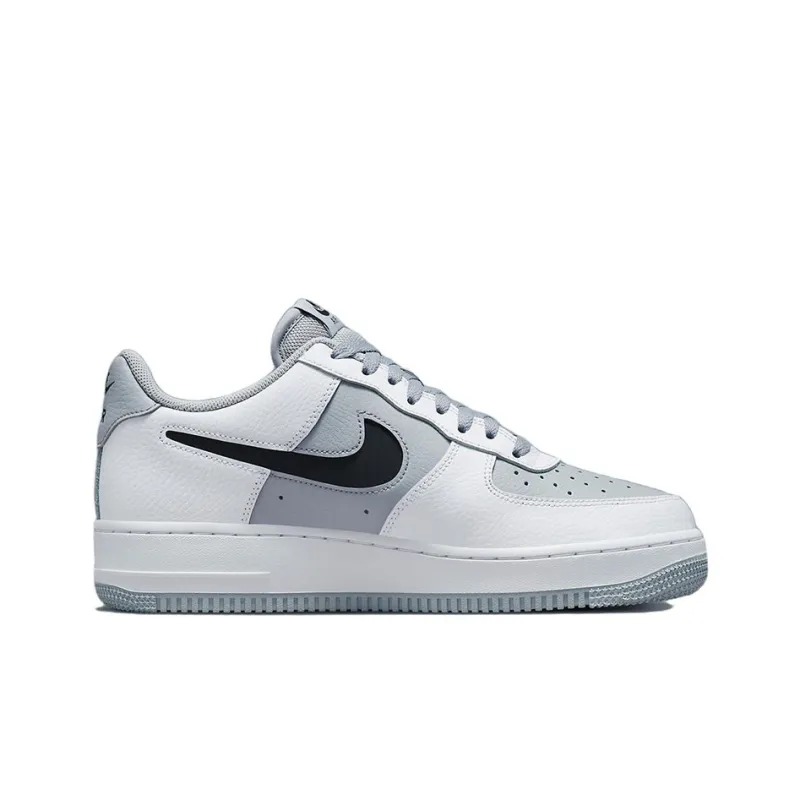 Nike Air Force 1 Low Cut Out White Grey Black Swoosh-1