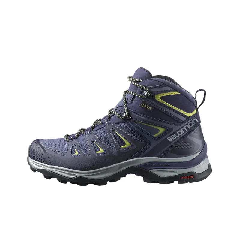 SALOMON X Ultra 3 Wide Mid Gore-Te Wear-Resistant Mid-Top Trekking Shoes Women's Indigo-0