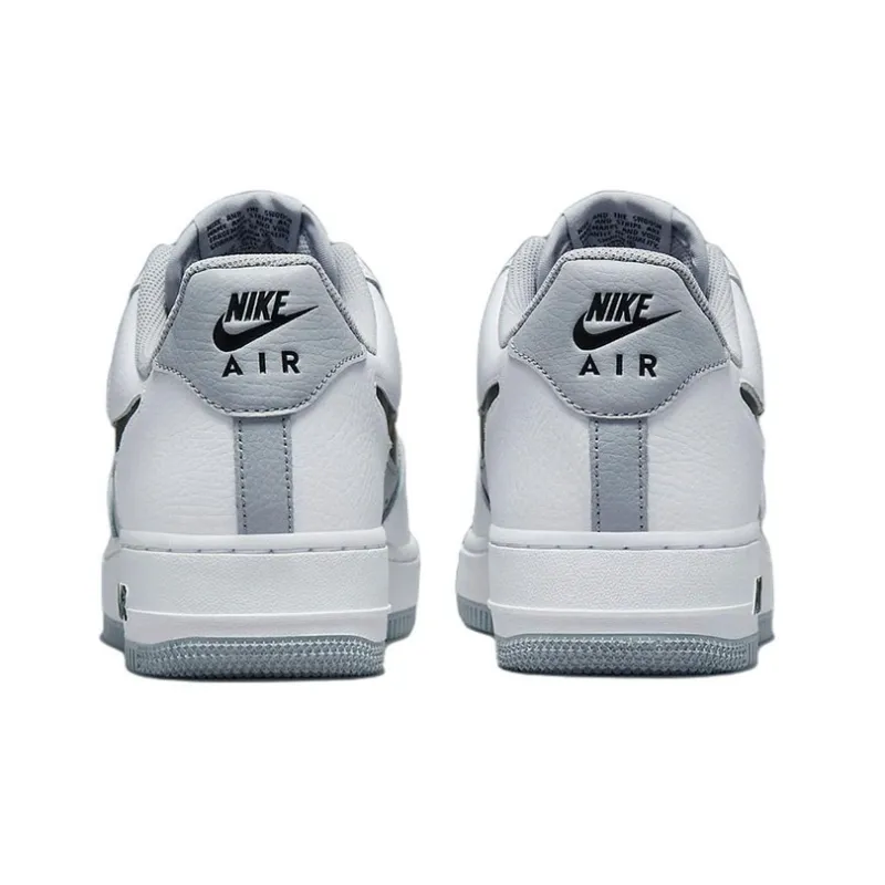 Nike Air Force 1 Low Cut Out White Grey Black Swoosh-4