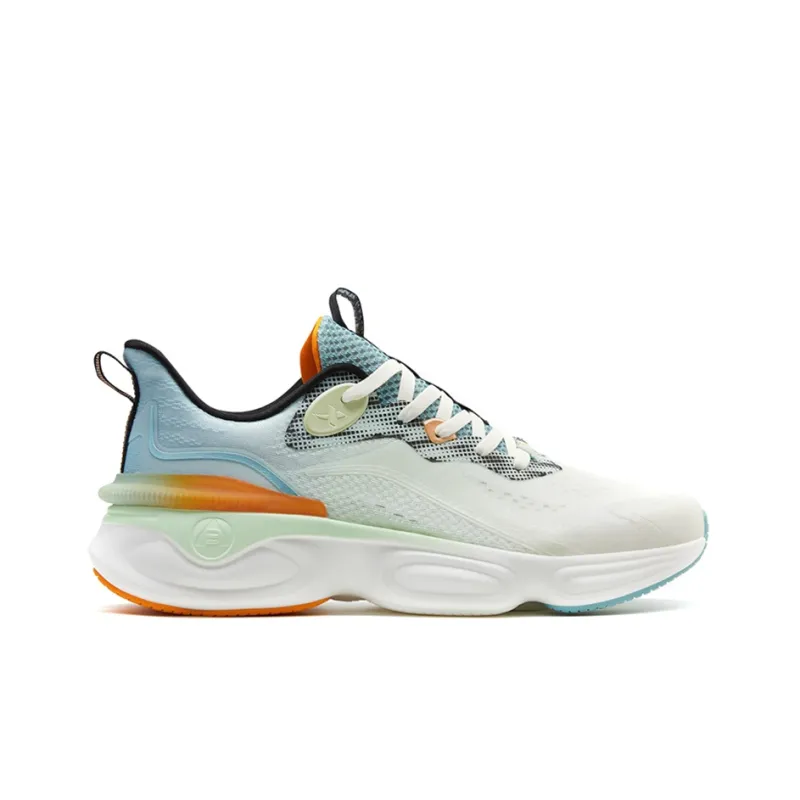XTEP Polygon 3.0 Cushioned Wear Resistant Slip Resistant Low Top Running Shoes Men's White Green Blue-1