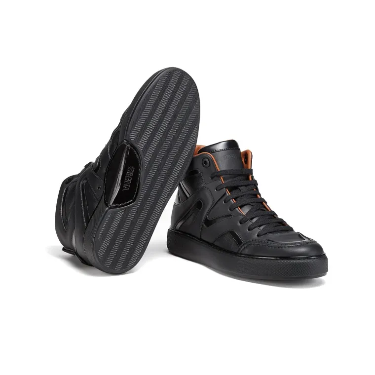 Ermenegildo Zegna Skateboard Shoes Men High Top Black-4