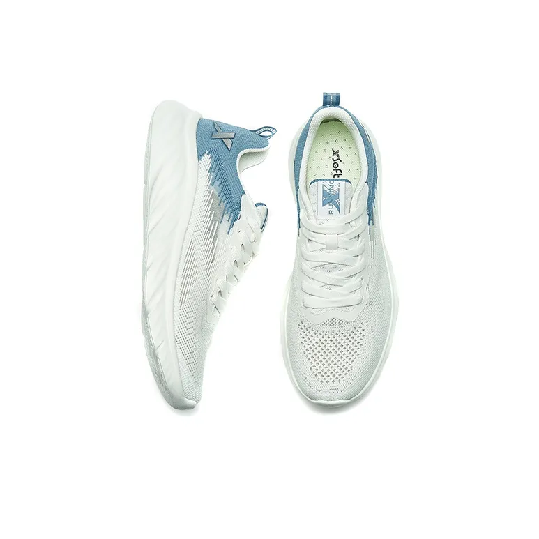 XTEP Shuyue1.0 Cushioning Breathable Wear Resistant Low Top Running Shoes Men's White Blue-1