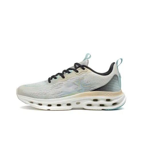 XTEP Shock Absorption Spinning 9.0 Running Shoes Men Low-Top Light Heather Gray/Clay Color/Water Sky Blue