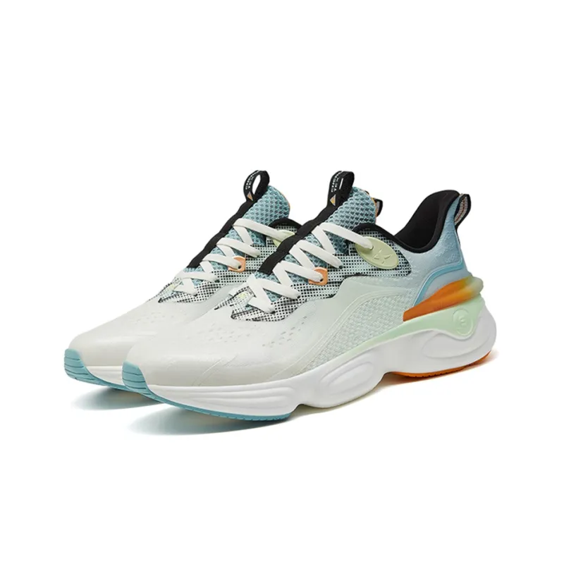 XTEP Polygon 3.0 Cushioned Wear Resistant Slip Resistant Low Top Running Shoes Men's White Green Blue-2