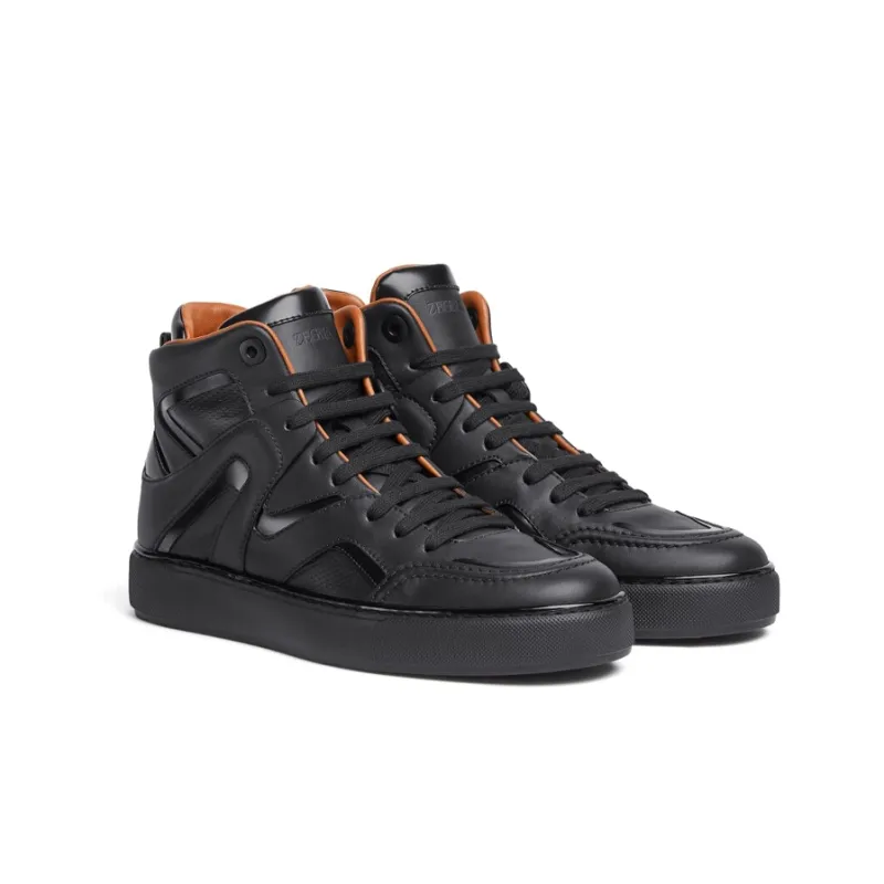 Ermenegildo Zegna Skateboard Shoes Men High Top Black-2