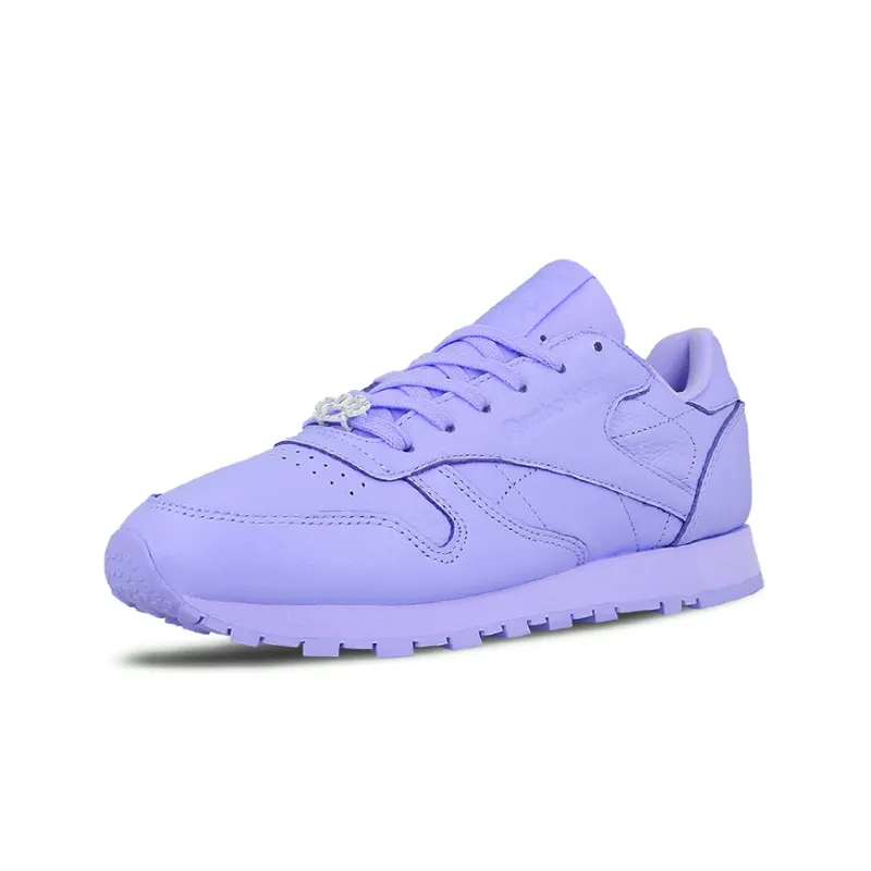 Reebok Classic Leather Running Shoes Women's Low-Top Dark Purple-2
