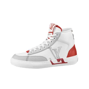 LOUIS VUITTON Charlie High Top Stylish Skateboarding Shoes Women's White Red
