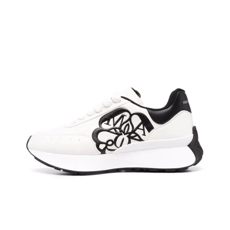 Alexander McQueen Sprint Runner Lace Up Sneakers 'White Black' Women's-0