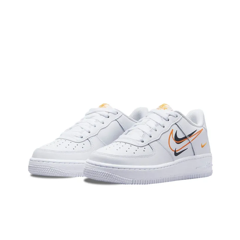 Nike Air Force 1 'Multi-Swoosh' Anti-Slip And Wear-Resistant Lightweight Low-Top Skateboard Shoes GS White Orange-2