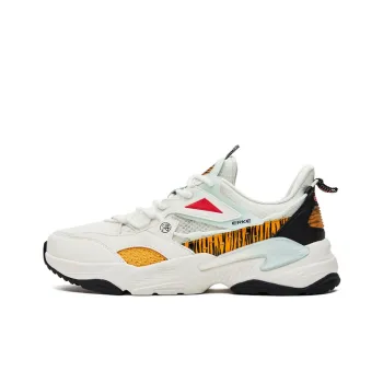 Erke Tiger Vision Cushioned Slip Resistant Low Top Sports Casual Shoes Men's White Yellow