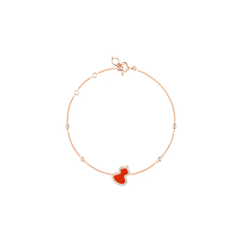 Qeelin Wulu 18K Rose Gold Diamond With Red Agate Bracelets Women's-0