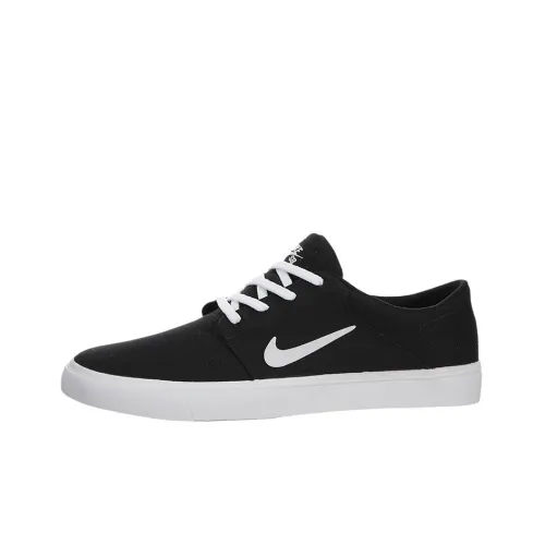 Nike SB Portmore Skateboard Shoes Unisex Low-Top Black/White