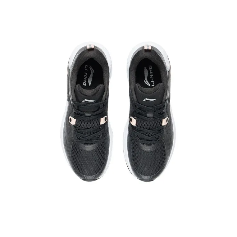 LiNing Cushioned Anti Slip Wear Resistant And Water Resistant Low Top Casual Shoes Women's Black Pink-3