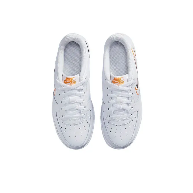 Nike Air Force 1 'Multi-Swoosh' Anti-Slip And Wear-Resistant Lightweight Low-Top Skateboard Shoes GS White Orange-3