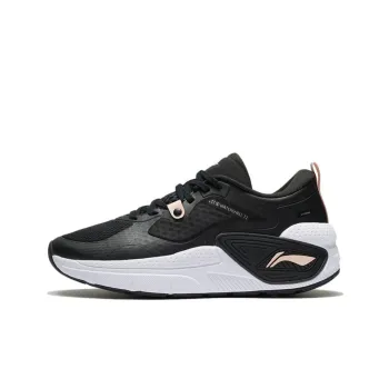 LiNing Cushioned Anti Slip Wear Resistant And Water Resistant Low Top Casual Shoes Women's Black Pink