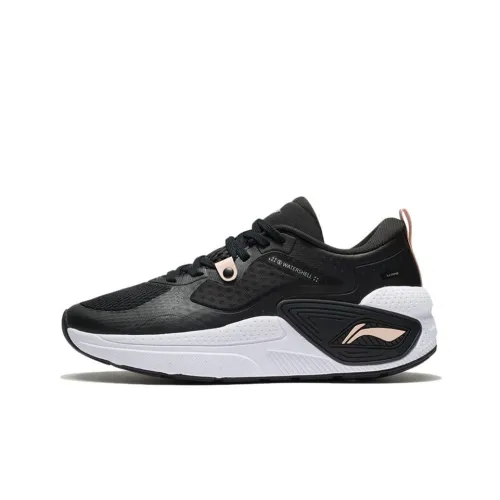 LiNing Cushioned Anti-Slip Wear-Resistant And Water-Resistant Low-Top Casual Shoes Women's Black Pink