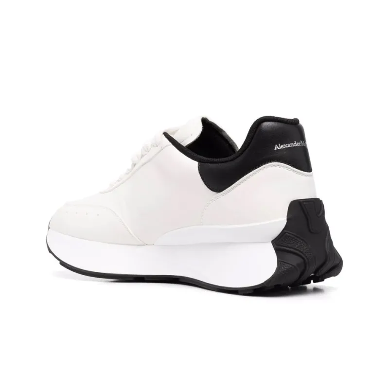 Alexander McQueen Sprint Runner Lace Up Sneakers 'White Black' Women's-3