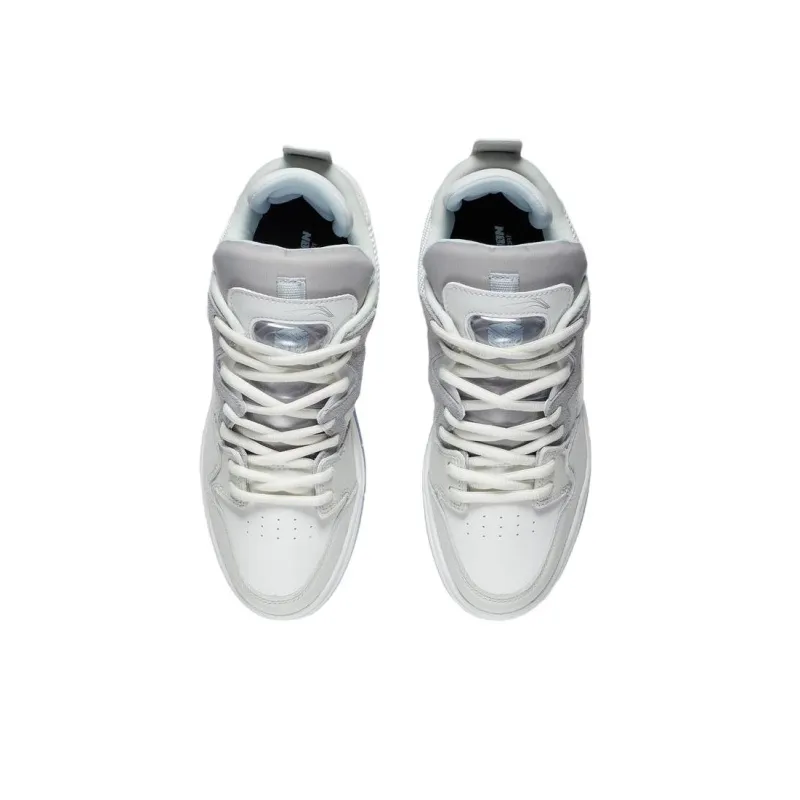 LiNing Wei Wu PRO Coverage Warm Slip Resistant High Top Skateboard Shoes Gray White-3