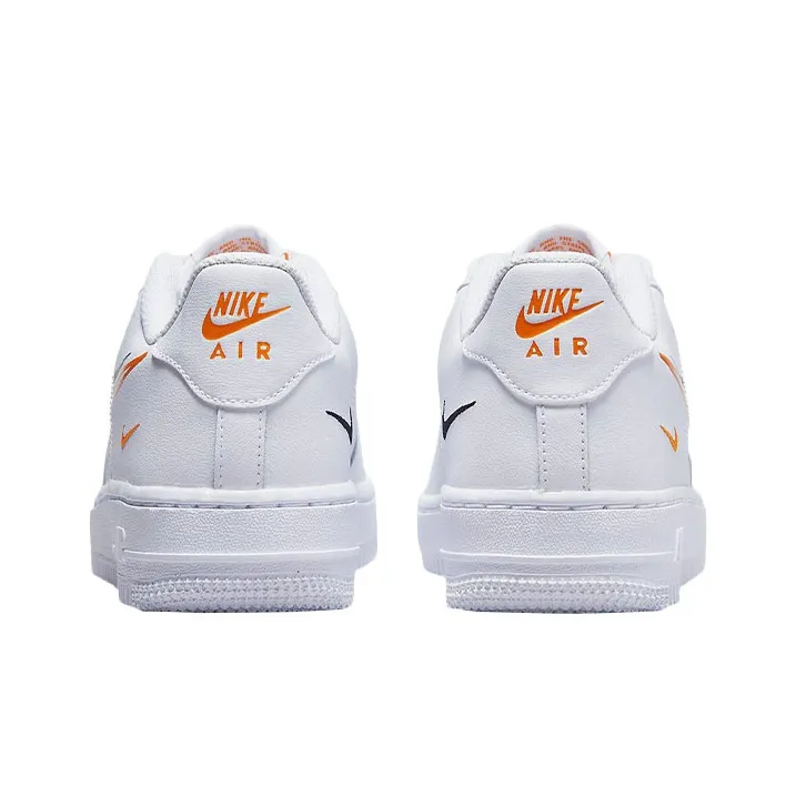 Nike Air Force 1 'Multi-Swoosh' Anti-Slip And Wear-Resistant Lightweight Low-Top Skateboard Shoes GS White Orange-4
