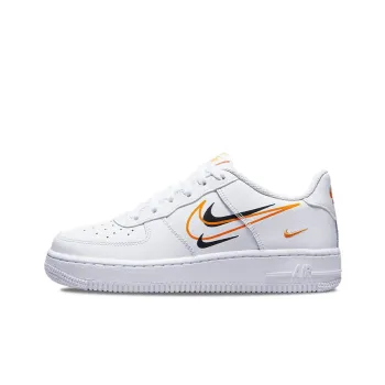 Nike Air Force 1 'Multi-Swoosh' Anti-Slip And Wear-Resistant Lightweight Low-Top Skateboard Shoes GS White Orange
