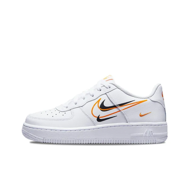 Nike Air Force 1 'Multi-Swoosh' Anti-Slip And Wear-Resistant Lightweight Low-Top Skateboard Shoes GS White Orange-0