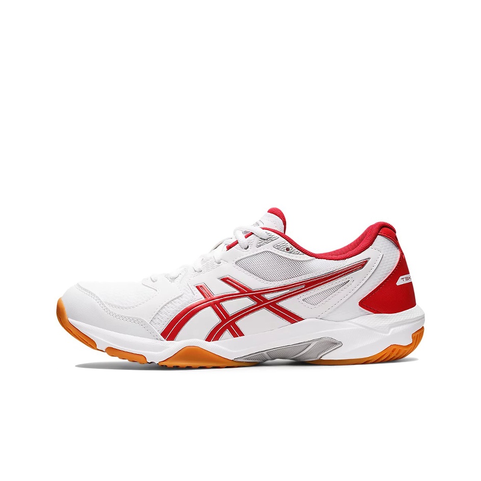 Asics red shops and white