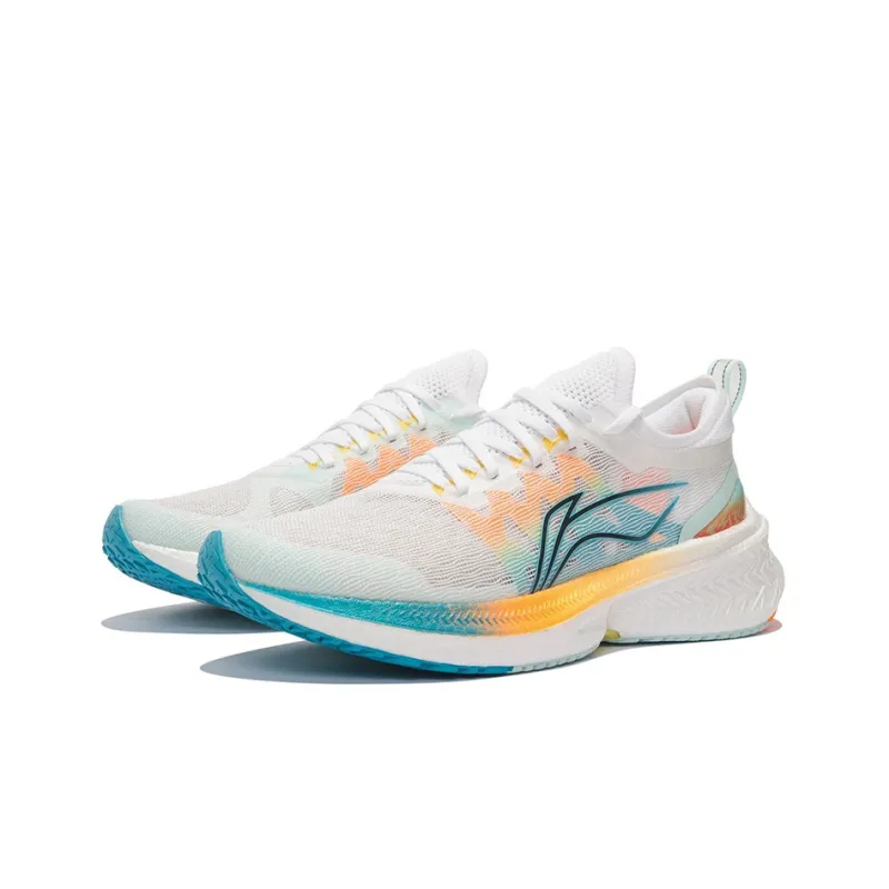 LiNing Feidian Discovery Lightweight Rebound Low Top Running Shoes Men's White Blue Yellow-2