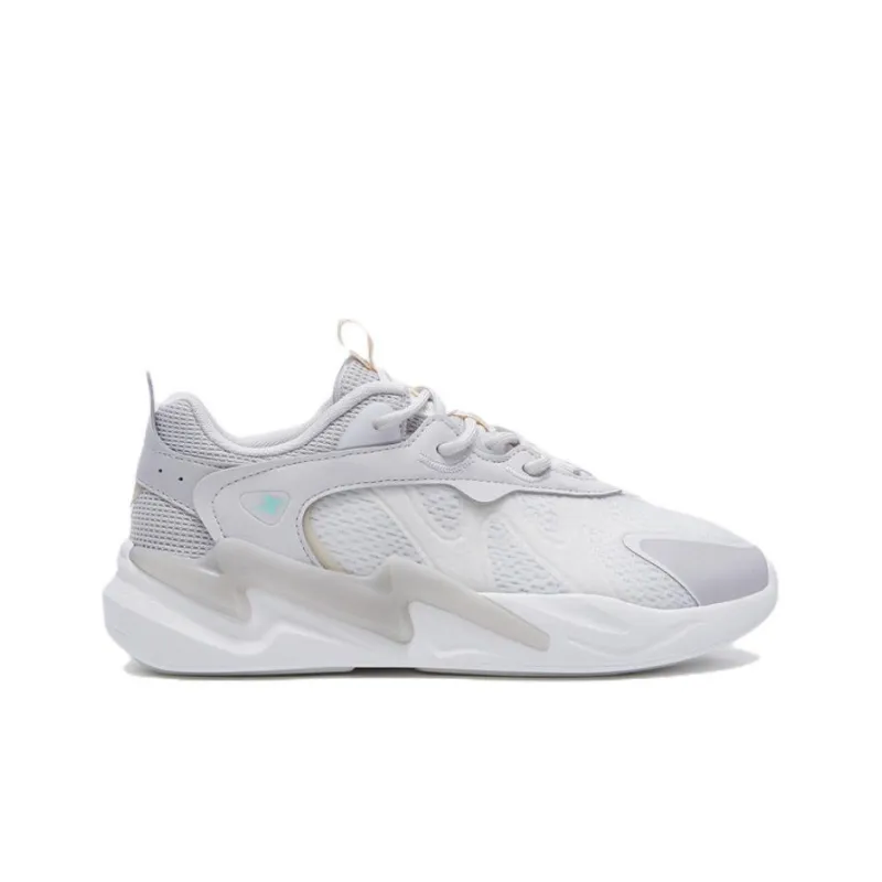XTEP Lightning Casual Shoes Women's Low Top Light Heather Gray/Sail White-1