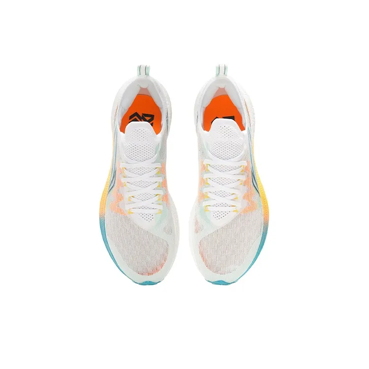 LiNing Feidian Discovery Lightweight Rebound Low Top Running Shoes Men's White Blue Yellow-3
