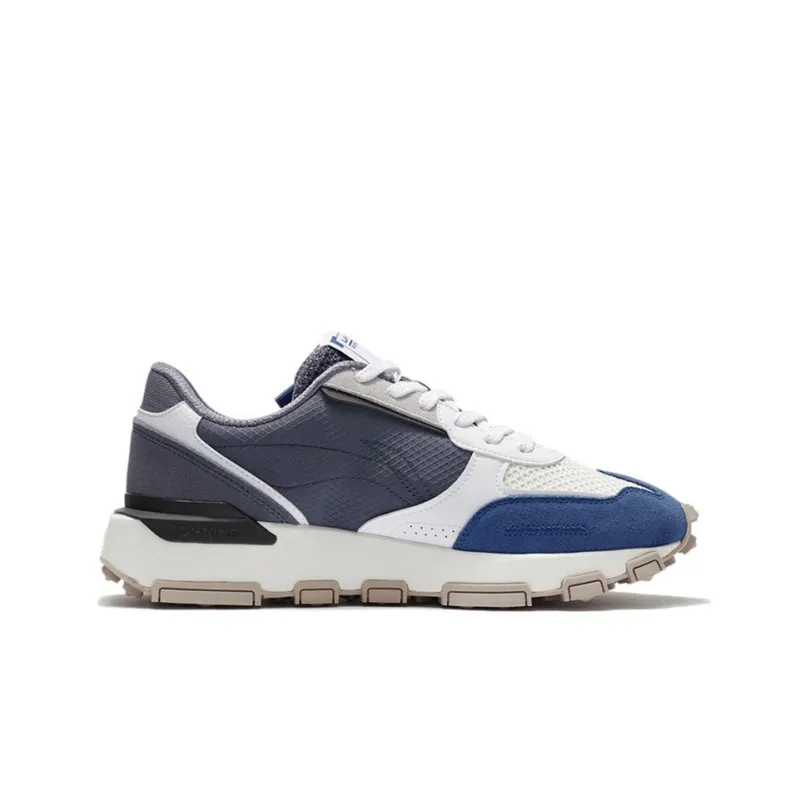LiNing Cushioning Rebound Low-Top Sports Casual Shoes Men's Gray Blue White-1