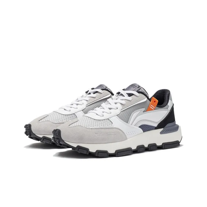 LiNing Cushioning Low-Top Sports Casual Shoes Men's Gray White-2