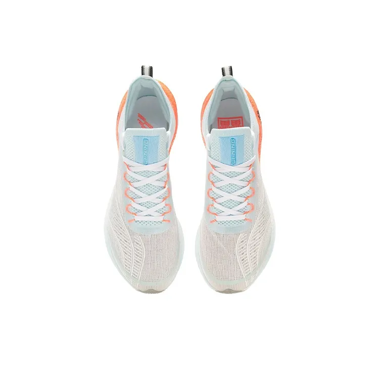 LiNing Feidian Challenger Abrasion Resistant Rebound Low Top Running Shoes Women's White Blue Orange-3