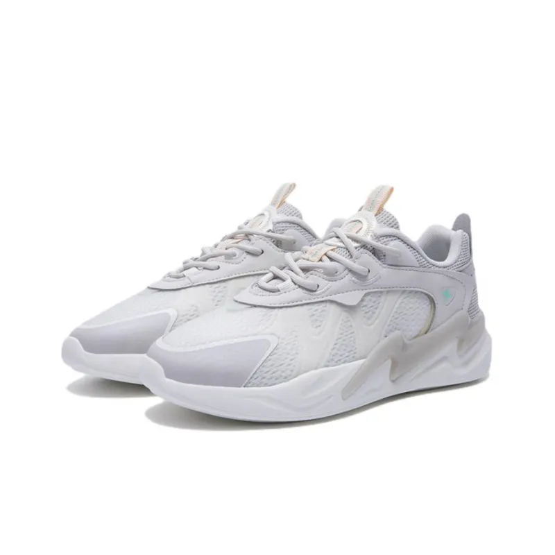 XTEP Lightning Casual Shoes Women's Low Top Light Heather Gray/Sail White-2