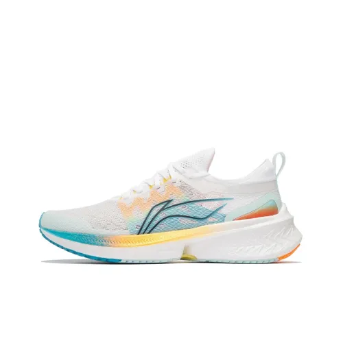 LINING Feidian Discovery Running Shoes Men Low-Top Standard White/Soft Aqua/Yellow