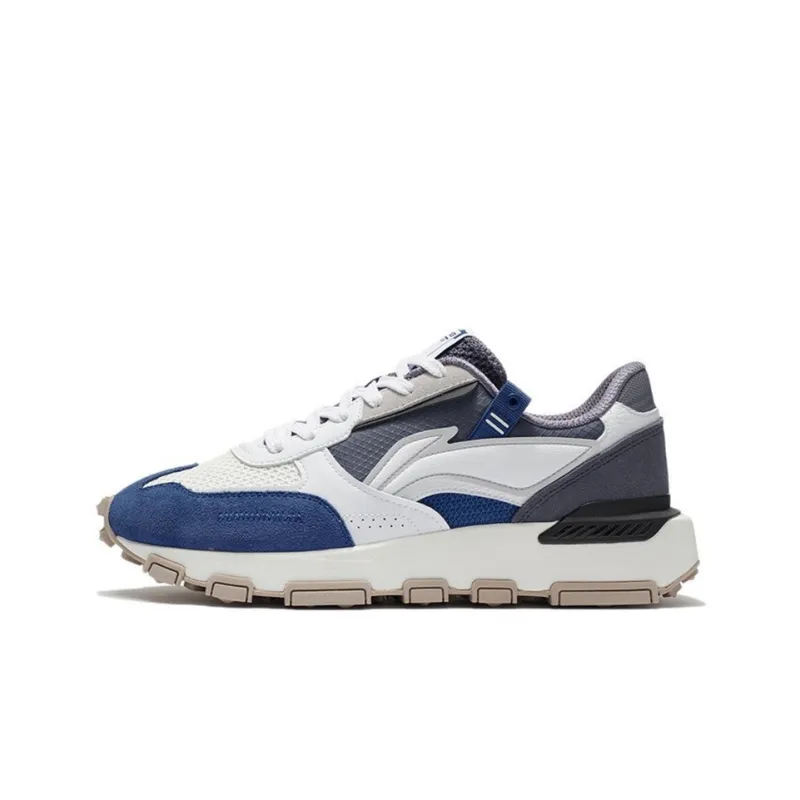 LiNing Cushioning Rebound Low-Top Sports Casual Shoes Men's Gray Blue White-0