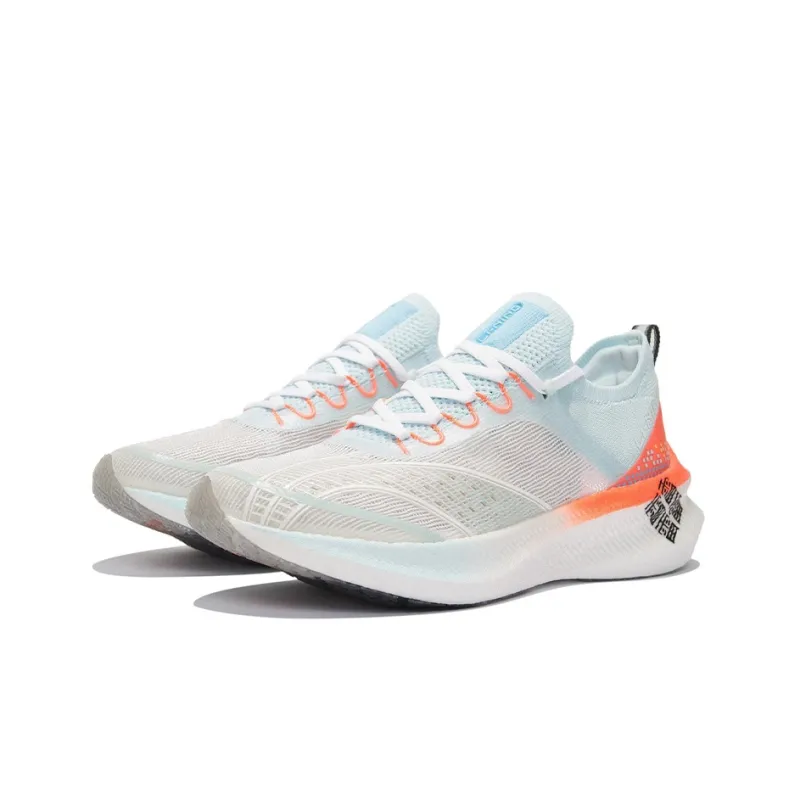 LiNing Feidian Challenger Abrasion Resistant Rebound Low Top Running Shoes Women's White Blue Orange-2
