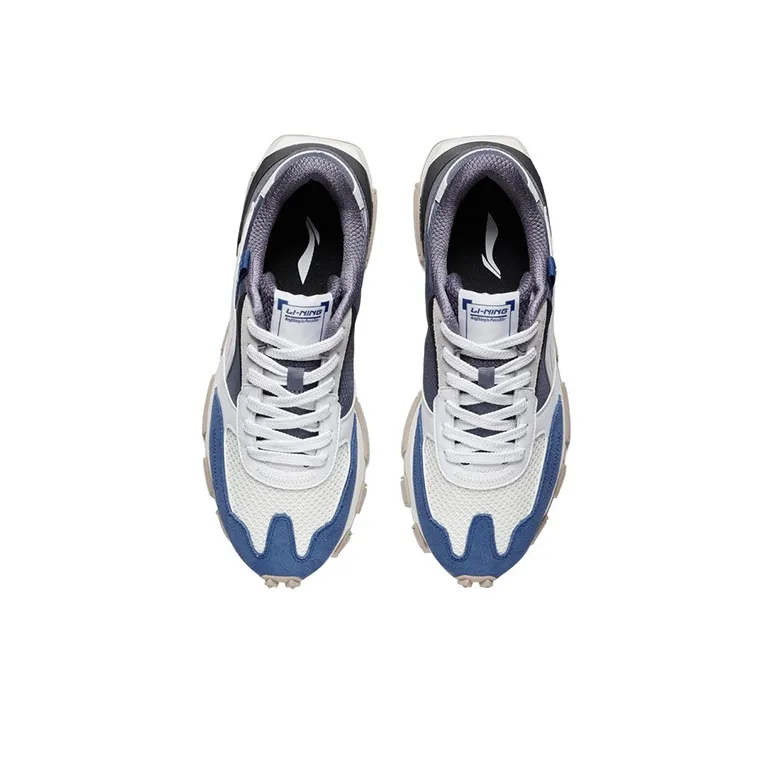 LiNing Cushioning Rebound Low-Top Sports Casual Shoes Men's Gray Blue White-3