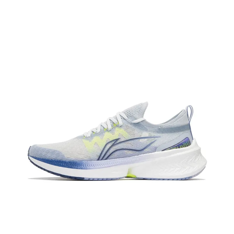 LiNing Feidian Discovery Cushioning, Slip Resistant, And Abrasion Resistant Low Top Running Shoes Men's White Blue-0