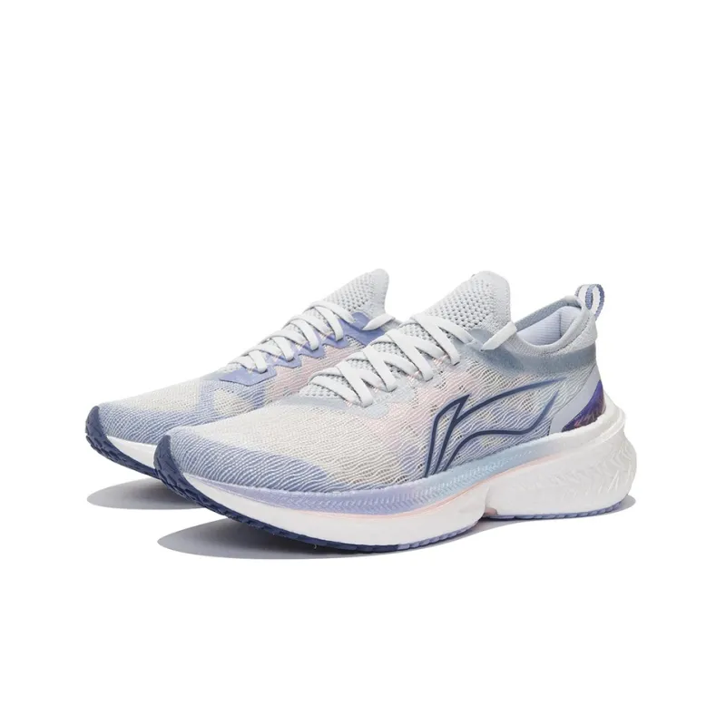 LiNing Feidian Discovery Abrasion Resistant Slip Resistant Low Top Running Shoes Women's White Blue Purple-2