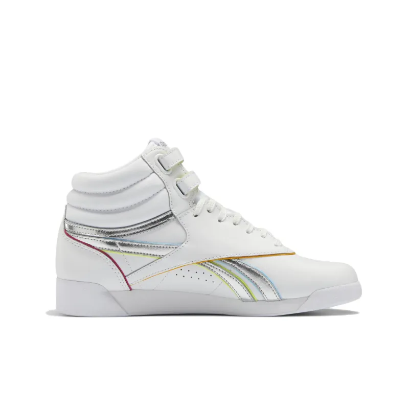 Reebok Classic Freestyle Anti-Slip Wear-Resistant Mid-Top Skateboard Shoes Women's White-1