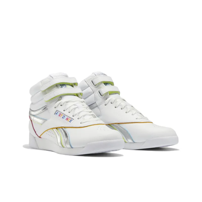 Reebok Classic Freestyle Anti-Slip Wear-Resistant Mid-Top Skateboard Shoes Women's White-2