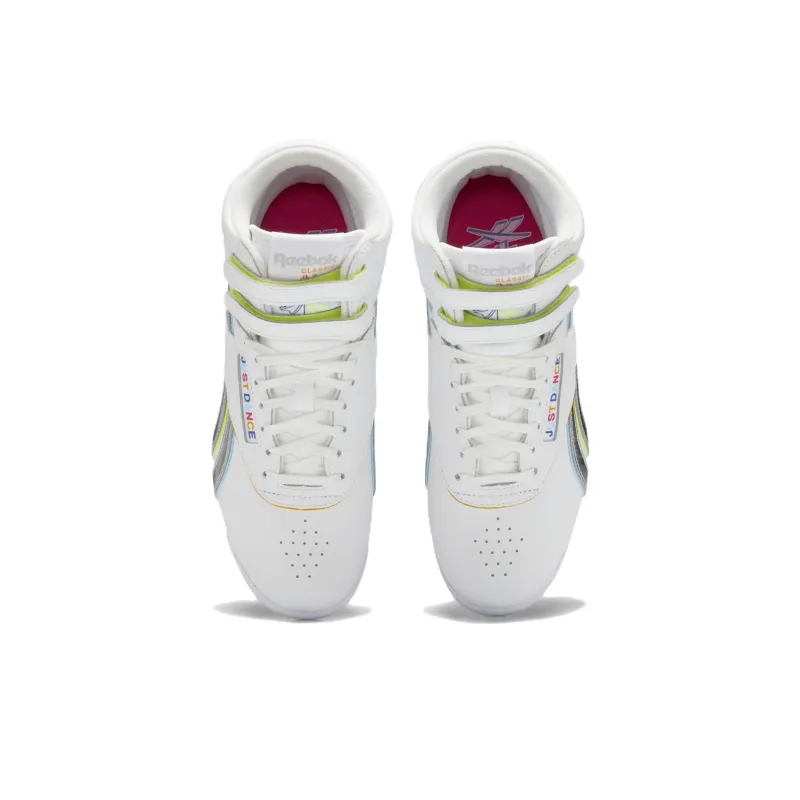 Reebok Classic Freestyle Anti-Slip Wear-Resistant Mid-Top Skateboard Shoes Women's White-4