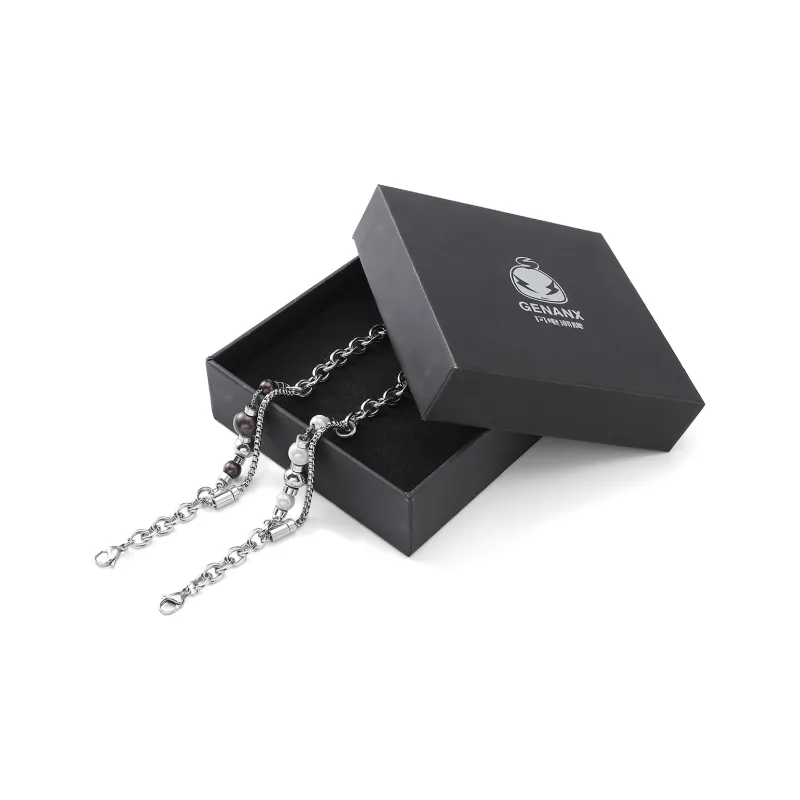 GENANX Bracelets Unisex Silvery White-7