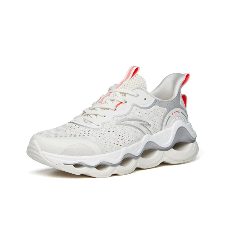 Anta Cushioned Slip-Resistant Abrasion-Resistant Low-Top Running Shoes Men's Ecru Silver-1