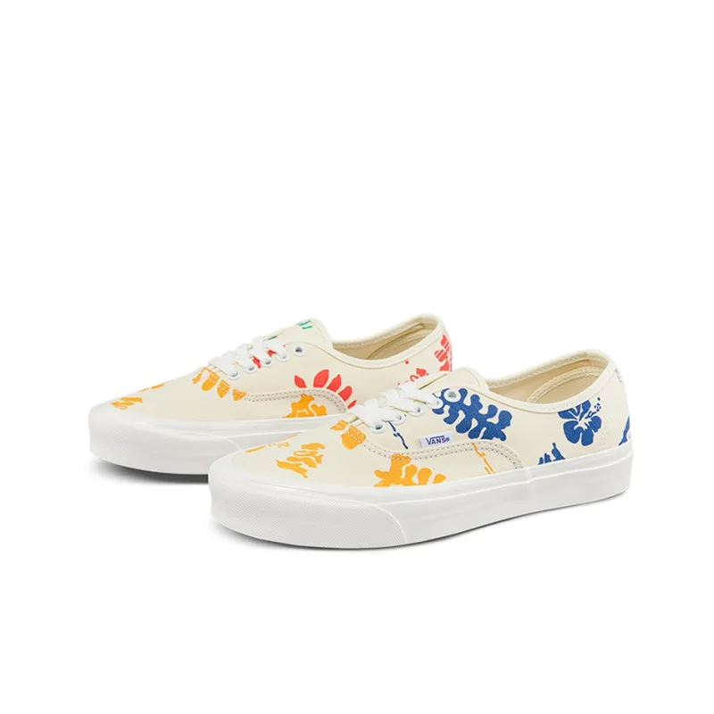 Vans Authentic 44 Dx Low Tops Casual Skateboarding Shoes White Multi Color Printing Unisex 'White Blue Yellow'-1