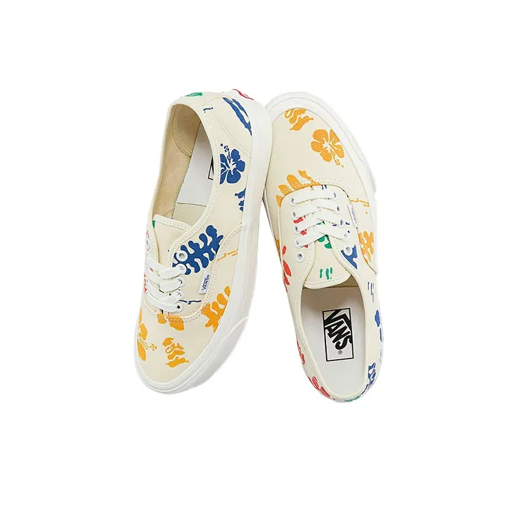Vans Authentic 44 Dx Low Tops Casual Skateboarding Shoes White Multi Color Printing Unisex 'White Blue Yellow'-3