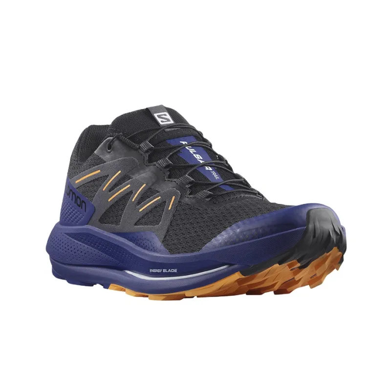 SALOMON Pulsar Trail Wear Resistant Low Top Running Shoes Men's Black Blue-1