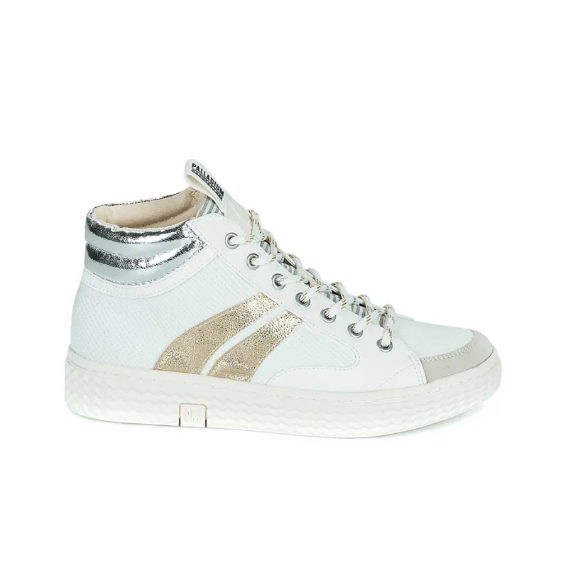 Palladium Skateboard Shoes Women's High-Top White/Gold-1